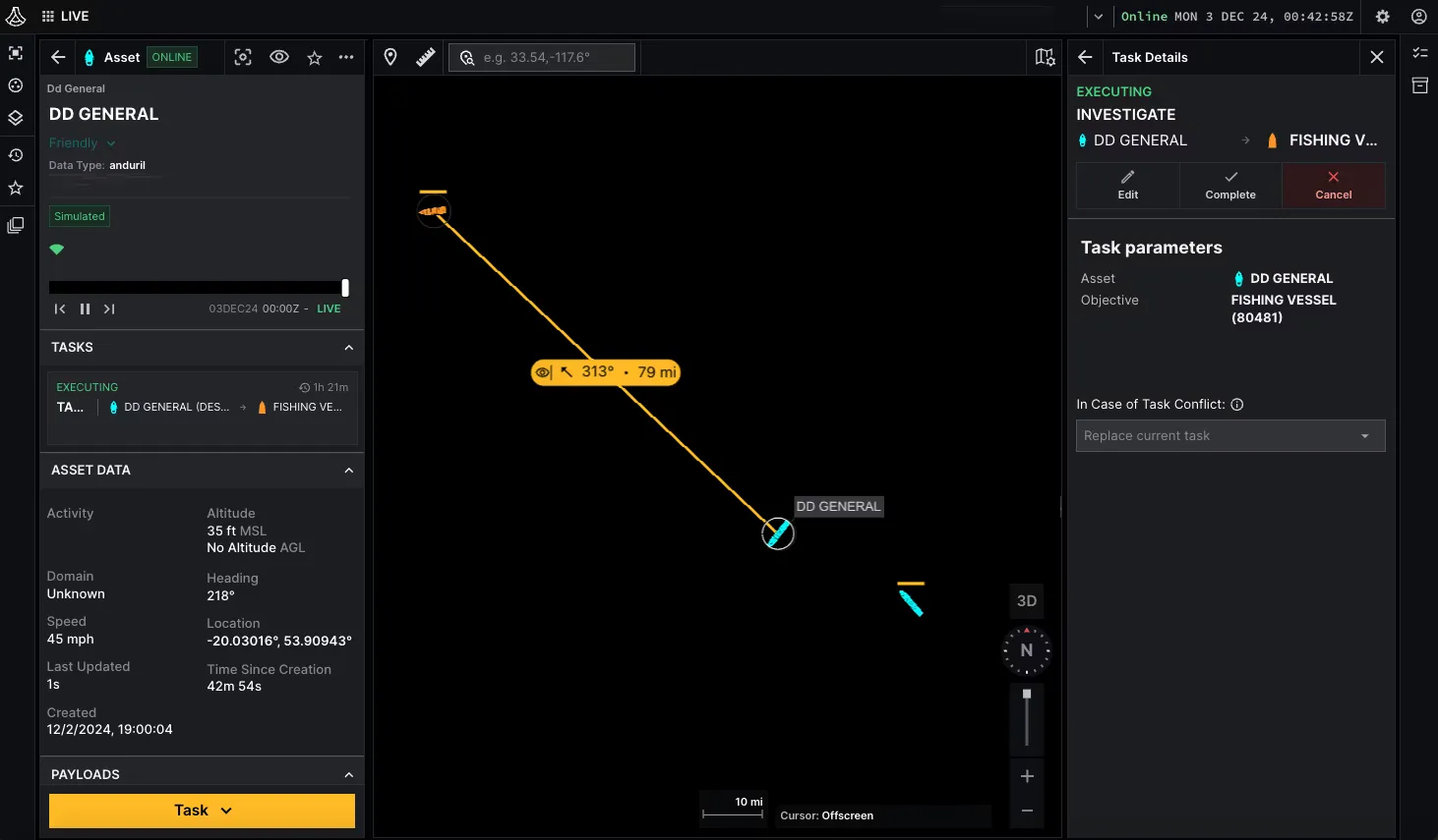 Lattice task-planning interface connecting an autonomous asset to its objective